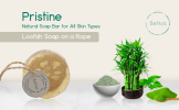 Pristine Soap Bar with Natural Loofah & Hanging Cord â€“ Gentle Exfoliating Oat, Coconut & Olive Oil Body Cleanser for Sensitive Skin